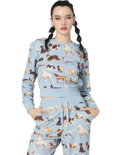 Discount 🥰 Dangerfield 🐕 Doggo Print Boxy Sweater Blue ⭐