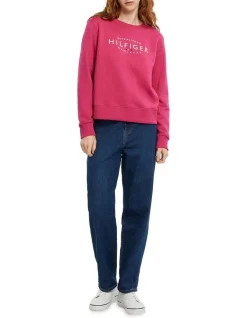 Coupon 😉 Tommy Hilfiger Branded Sweatshirt In Eccentric Magenta 💯