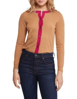 Hot Sale 🥰 Oxford Jodie Pointelle Cardigan In Camel/Pink ✨