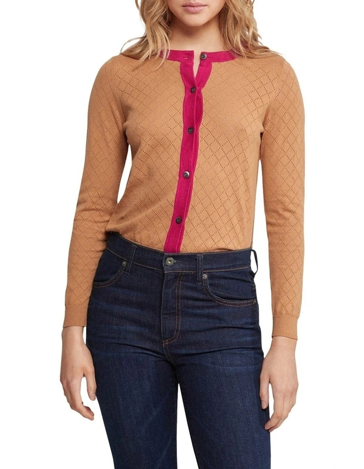Hot Sale π₯° Oxford Jodie Pointelle Cardigan In Camel/Pink β¨