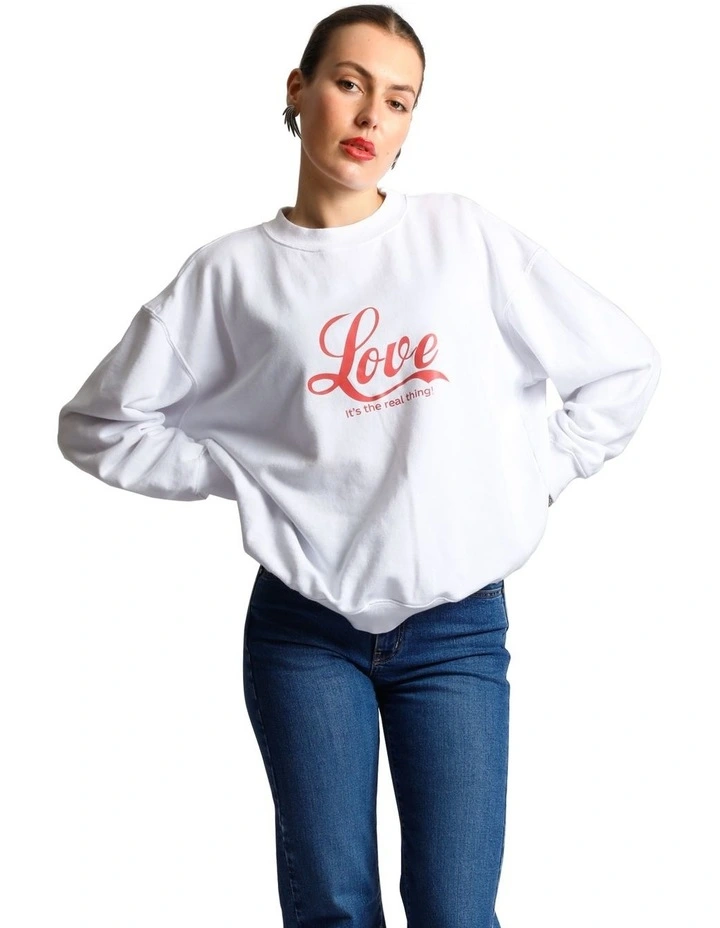 Best deal π₯° Emerge π© Woman Real Thing Retro Sweatshirt In True White π§¨