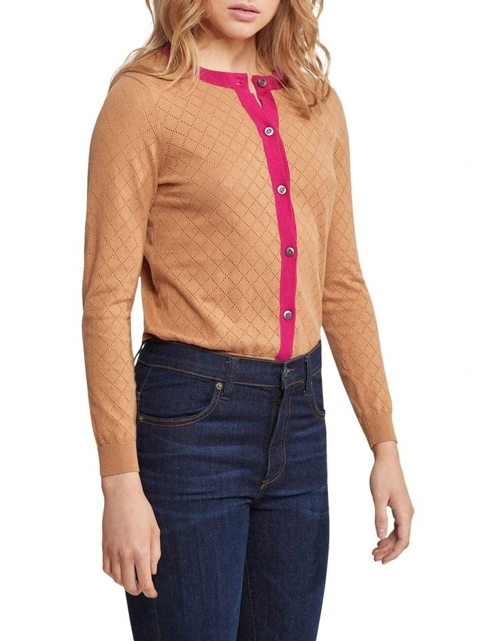 Hot Sale π₯° Oxford Jodie Pointelle Cardigan In Camel/Pink β¨ - Image 2