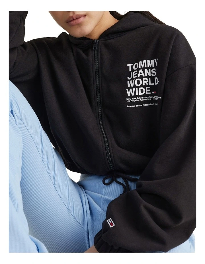 Cheapest π Tommy π Jeans Crop Worldwide Zip Thru In Black π - Image 4