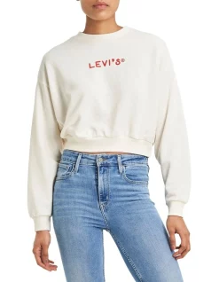 Outlet 🎁 Levi's Graphic Laundry Day Crewneck Jumper In White 😀