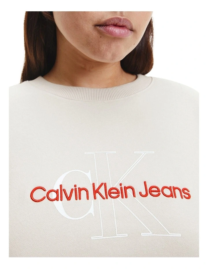 Coupon π Calvin Klein π Jeans Two Tone Monogram Crop Crew Neck Sweater Eggshell π - Image 5