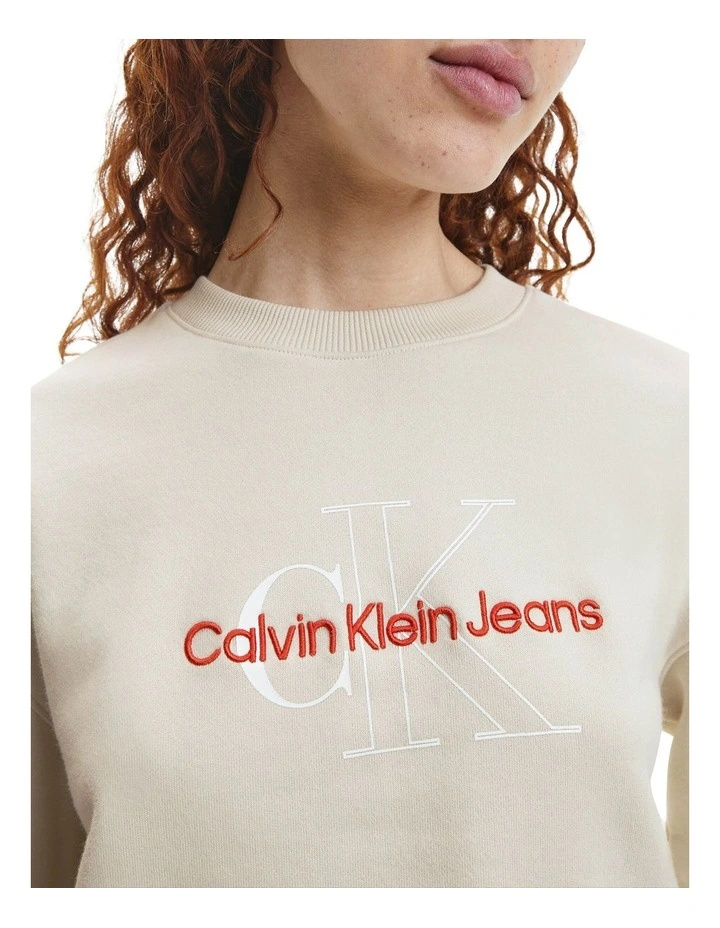 Coupon π Calvin Klein π Jeans Two Tone Monogram Crop Crew Neck Sweater Eggshell π - Image 6