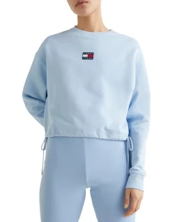 Best deal π Tommy π Jeans Boxy Crop Badge Drawstring Crew In Chambray Sky π