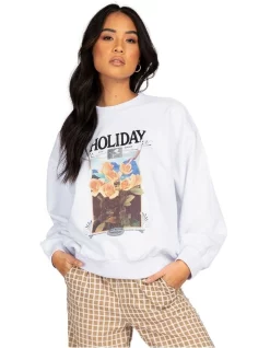 Buy 🔥 Rusty Dream Holiday Oversize Crew Neck Fleece White ⌛