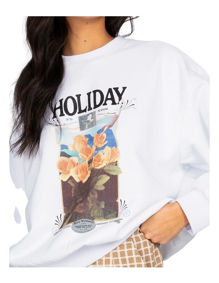 Buy π₯ Rusty Dream Holiday Oversize Crew Neck Fleece White β - Image 4