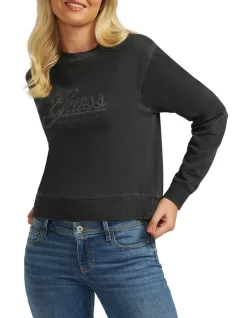Promo 😉 Guess Valerya Sweatshirt Jet Black 😍