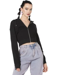 Discount 😀 Dangerfield Puppy Boxy Cotton Hoodie Black ✔️