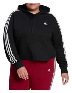 Cheap 🛒 Adidas Essentials Crop 3-Stripes Hoodie Black 🧨