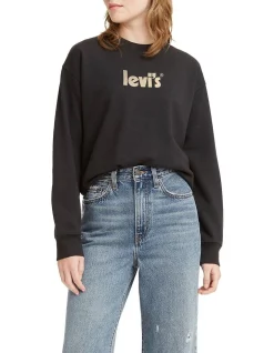 Hot Sale 👍 Levi's Standard Crew Neck Sweatshirt Black 🎉