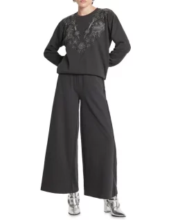 Coupon 🥰 Sass & Bide Every Other Day Embroidered Jewel Sweatshirt In Washed Black 💯