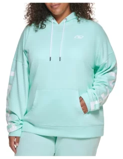 Deals ❤️ DKNY Sport Distressed Crackle Logo Hoodie Beach Blue ✔️