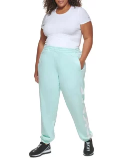 Promo 🔥 DKNY Sport Distressed Crackle Logo Jogger In Seafoam 😉