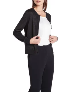 New π David Lawrence Millie Shimmer Cardigan In Black βοΈ