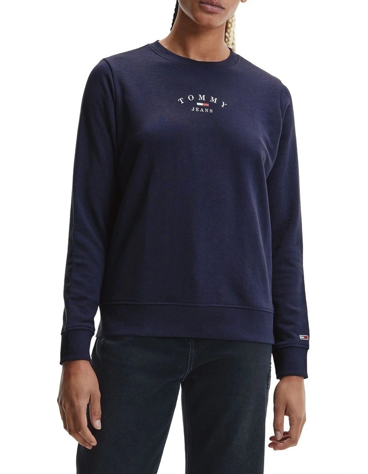 Hot Sale β¨ Tommy π Jeans Essential Logo Crew Neck Sweatshirt Twilight Navy π