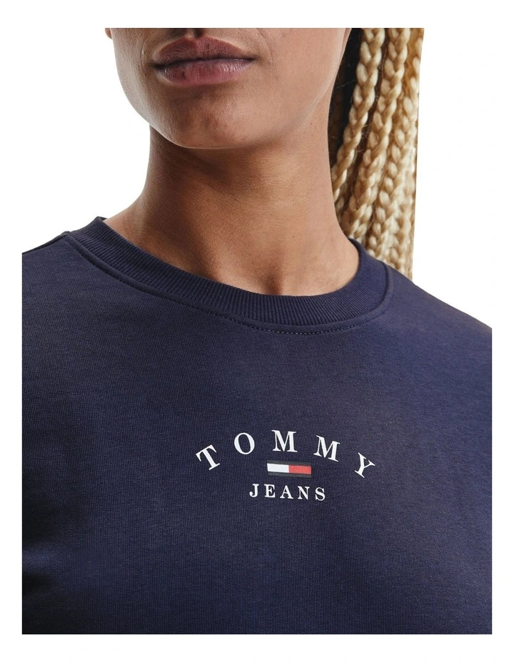 Hot Sale β¨ Tommy π Jeans Essential Logo Crew Neck Sweatshirt Twilight Navy π - Image 3