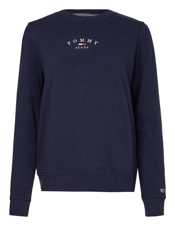 Hot Sale β¨ Tommy π Jeans Essential Logo Crew Neck Sweatshirt Twilight Navy π - Image 4