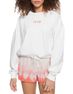 Best Sale 🥰 Roxy Days Go By Crew Fleece Top Snow White 😀