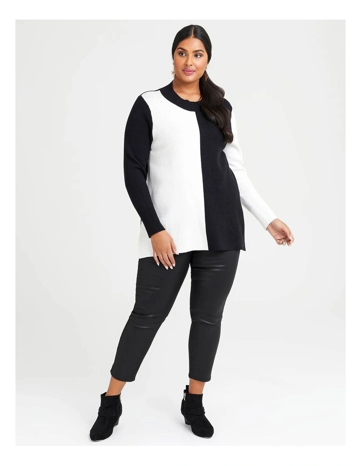 Wholesale β¨ Taking Shape Colour Block Spliced Jumper In Black/Off White π - Image 3