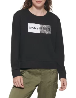 Best deal 🎉 DKNY 1989 Sequin Sweatshirt Black ⌛