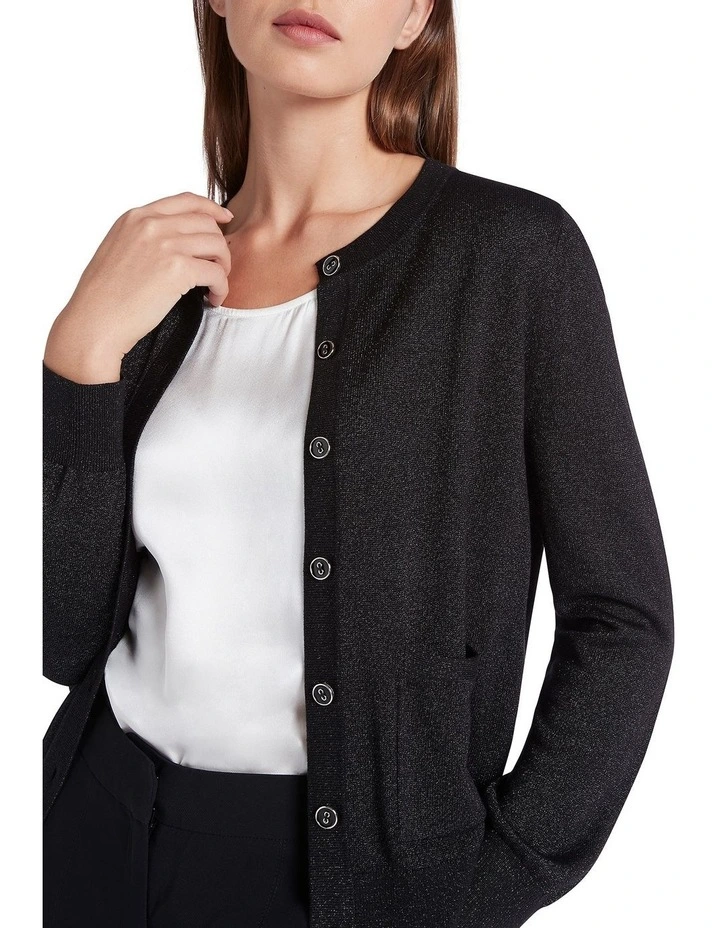 New π David Lawrence Millie Shimmer Cardigan In Black βοΈ - Image 4
