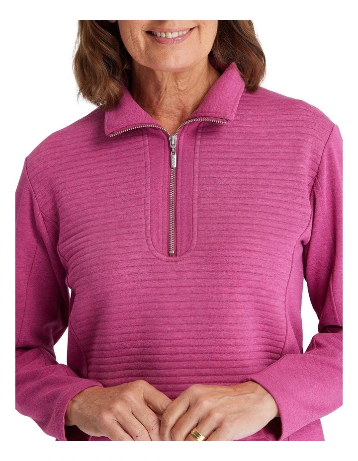 Outlet β€οΈ Black Pepper Trentwood Half Zip Top Framboise Marle π - Image 4