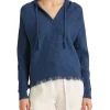 Discount 😀 Lauren Ralph Lauren Fringe-Trim Cable-Knit Hoodie In Blue ✔️