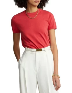 Deals 🛒 Polo Ralph Lauren Cotton-Blend Short-Sleeve Sweater In Red 🤩