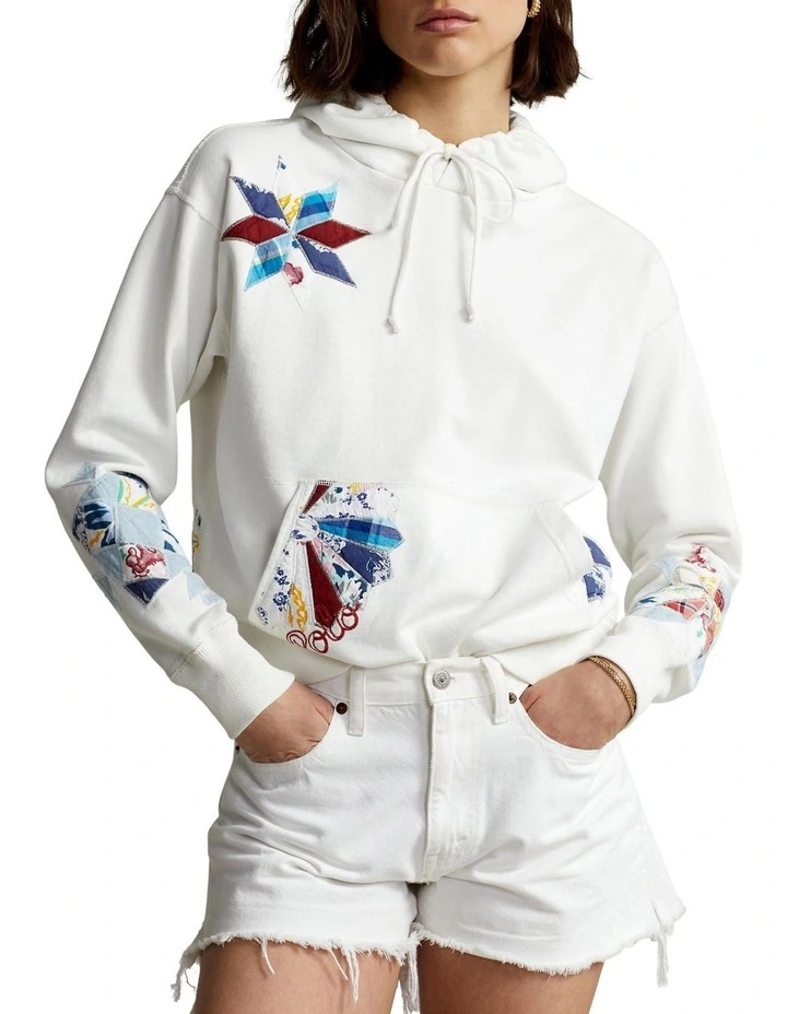 Wholesale π Polo Ralph Lauren Logo Quilted Motif Fleece Hoodie In White β¨