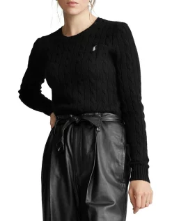 Brand new β€οΈ Polo Ralph Lauren Cable Wool Crewneck Sweater In Black π