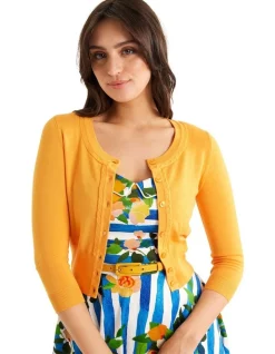 Buy 🤩 Review Chessie 3/4 Sleeve Cardi In Mango ⌛