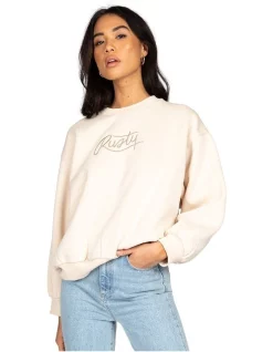 Cheap β Rusty Script Oversize Crew Neck Fleece Natural π