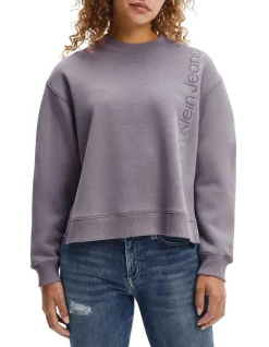 Flash Sale π₯ Calvin Klein π Jeans Institutional Split Crewneck Sweatshirt Fossil Grey β