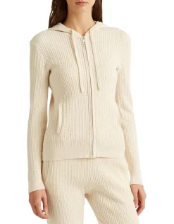 Flash Sale ❤️ Lauren Ralph Lauren Cable-Knit Full-Zip Hoodie In Cream 😉