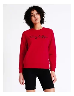 Top 10 π Tommy Hilfiger Regular Graphic Crew Neck Sweatshirt In Red π