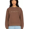 Coupon 🛒 Rusty Essentials Relaxed Crew Fleece Brown ⌛