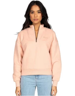 New π― Rusty Script Relaxed 1/2 Zip Fleece Pink π₯°