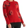 Outlet 💯 Marco Polo Long Sleeve Floral Block Knit In Red 🎁