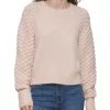 Best deal ✨ DKNY Crewneck Pom Pom Sleeve Sweater In Pink ⌛