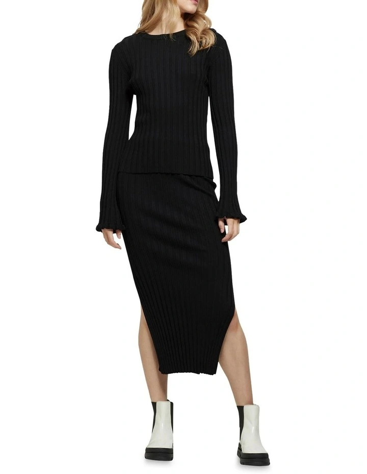 Outlet β Oxford Elle Rib Crew Neck Knit Top Black β - Image 5