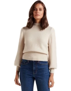 Buy 🔔 Forever New Petite Ella Blouson Sleeve Knit Jumper In Ivory 👍