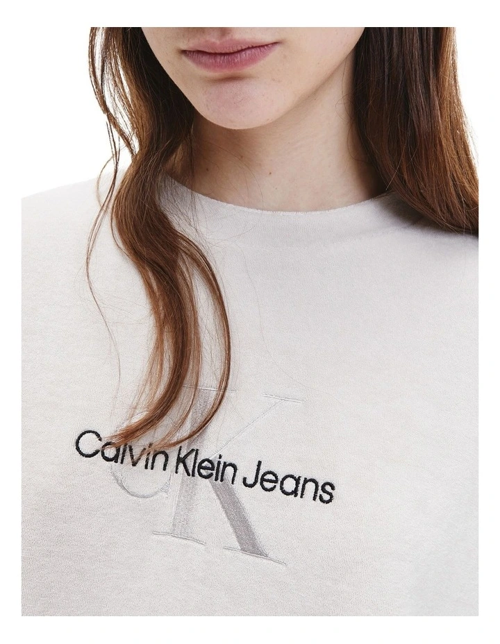 Best deal π Calvin Klein π Jeans Monogram Towelling Sweatshirt In Eggshell White π€© - Image 3
