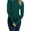 New 🔔 Oxford Jessica Long Sleeve Rib Crop Knit Top In Green 🎉