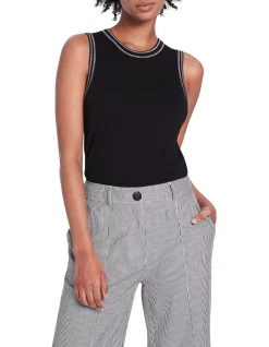 Budget 🌟 Marcs Kayla Sleeveless Knit Top In Black/Silver 🎉