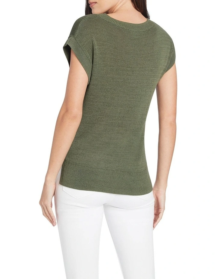 Best reviews of π₯° David Lawrence Alice Linen Mix Tank In Elm Green β¨ - Image 3