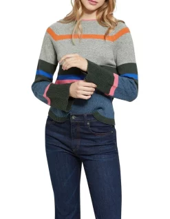 Promo β€οΈ Oxford Mia Striped Crew Neck Knit Jumper In Grey Multi π