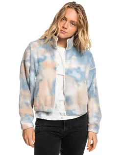 Discount 🌟 Quiksilver Polar Session Zip-Up Fleece Faded Denim Tie Dye 🔥